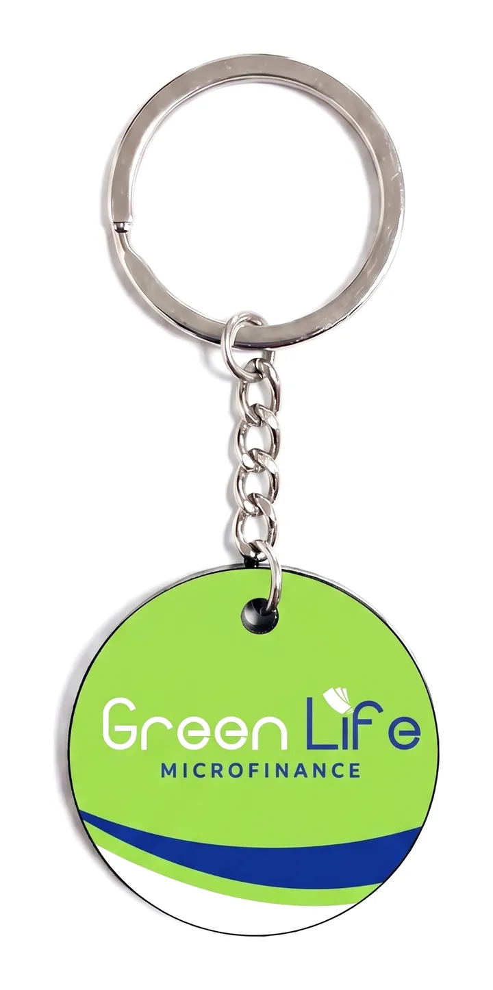 Keychains printed with a client brand